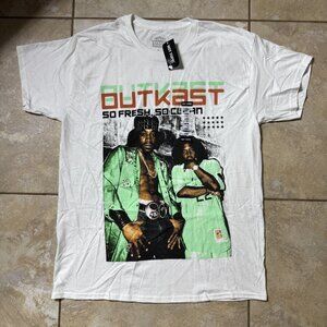 Outkast T-Shirt Men's White Large Cotton Graphic So Fresh So Clean